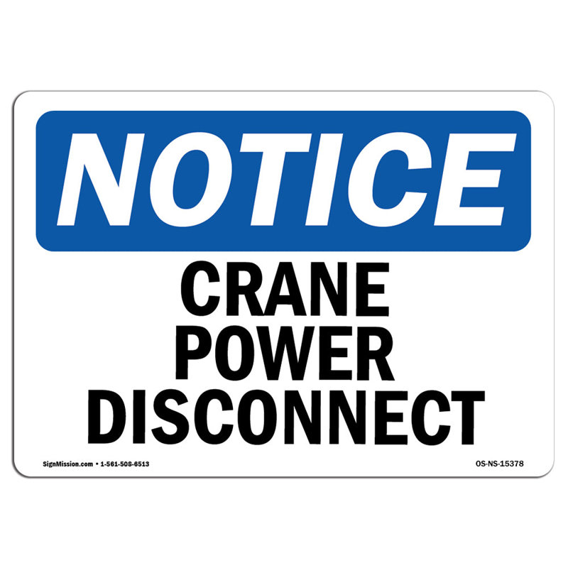 Plaque en aluminium Crane Power Disconnect 12 x 18