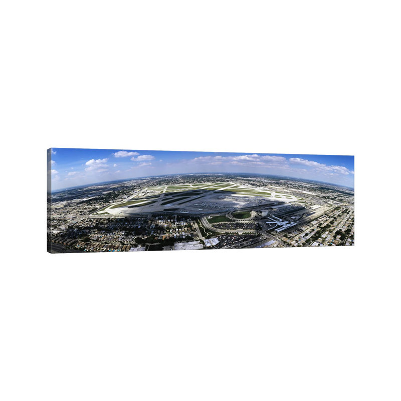 Aerial View Of An Airport, Midway Airport, Chicago, Illinois, USA - Wrapped Canvas Panoramic Print, 182.88 cm H x 60.96 cm W
