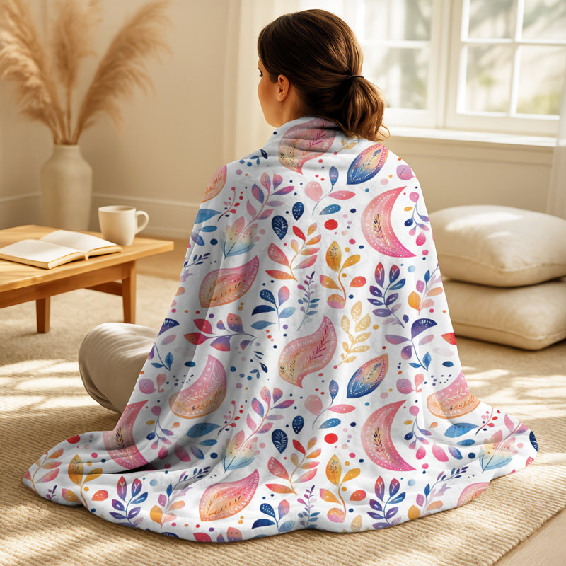 Summer Glam Paisley Petals - Couverture douce rustique, jeté en peluche rétro