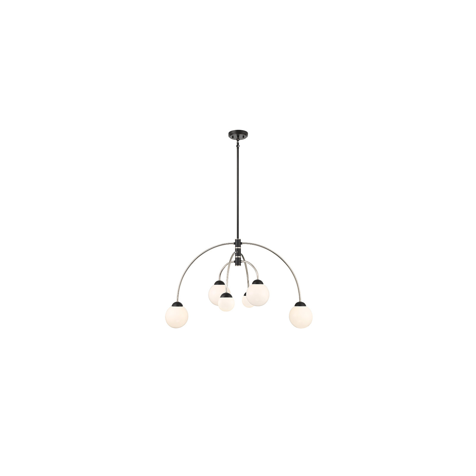 Everard 6 - Light Metal Dimmable Chandelier, Matte Black/Polished Nickel