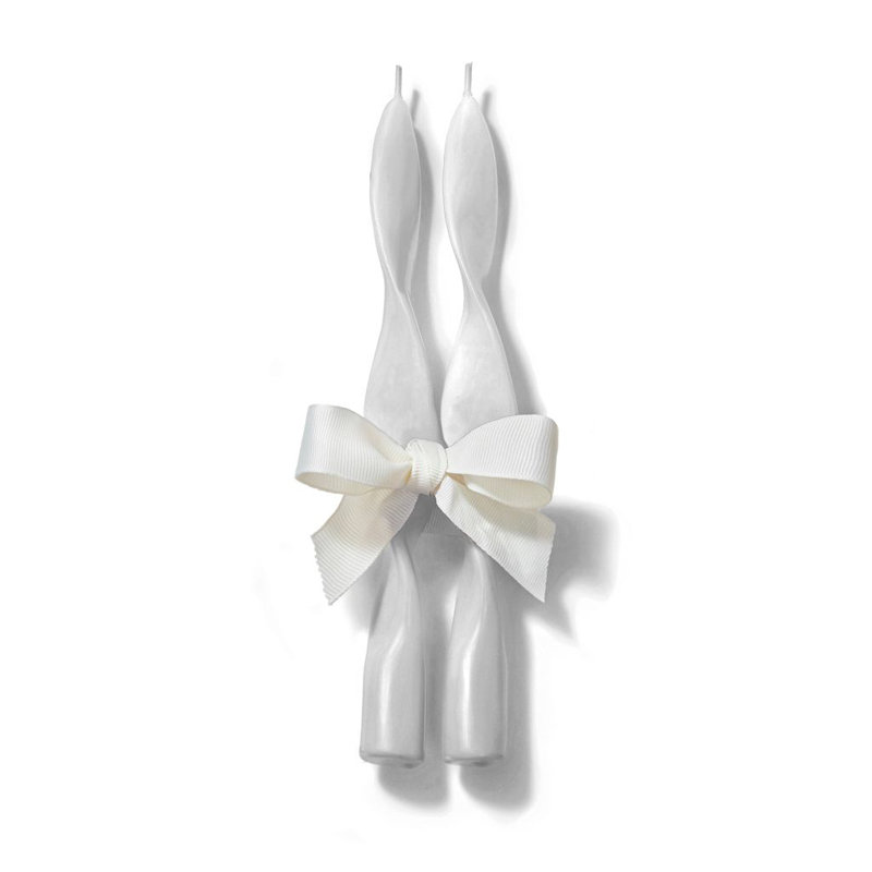 Denise Unscented Taper Candle, White