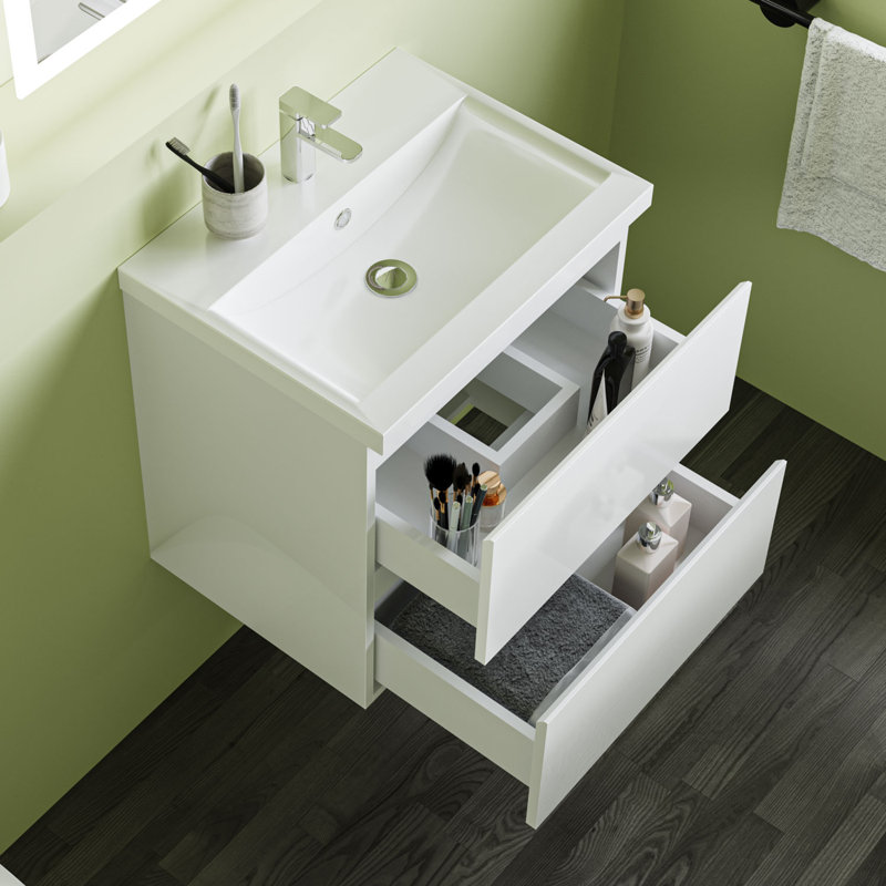 Corann 500mm Single Bathroom Vanity with Drop In Ceramic Basin, White