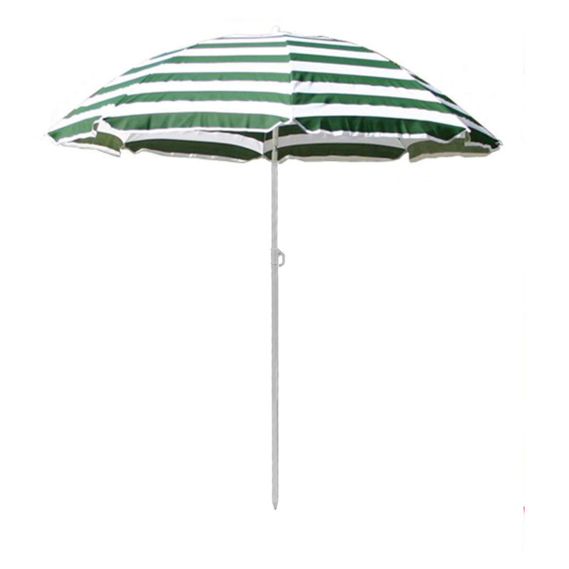 Richard 1.6m Green White Beach Parasol, Green/White, 130cm H x 160cm W x 160cm D