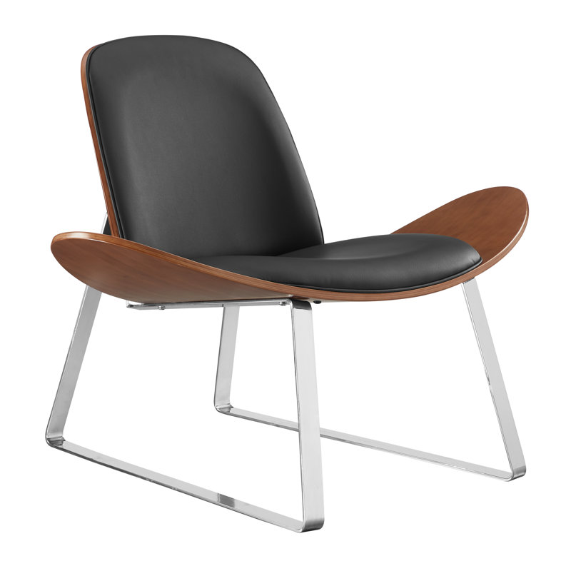 Chaise longue rembourrée en similicuir avec base en métal, Similicuir noir