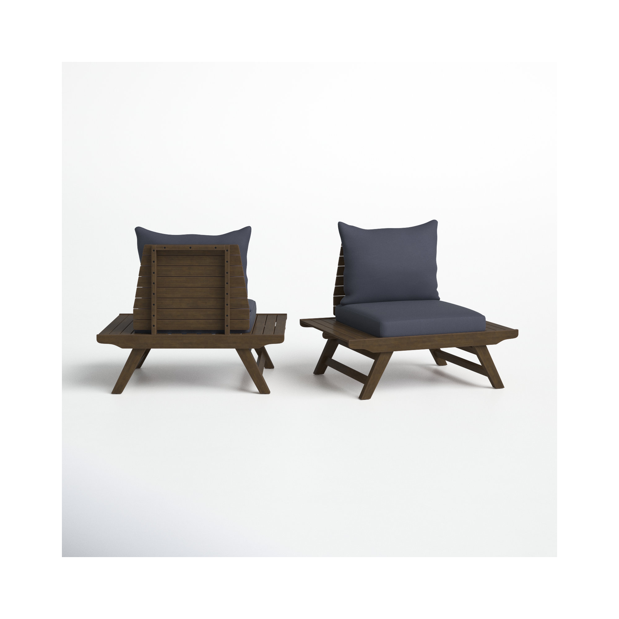 Acacia Outdoor Armless Lounge Chair, Gray Frame/Dark Gray Cushion