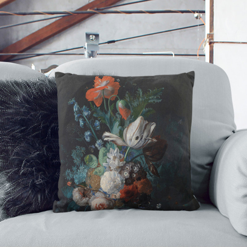Still Life With Flowers Vol.4 Square Throw Cushion, Stone, 40cm H x 40cm W x 15cm D