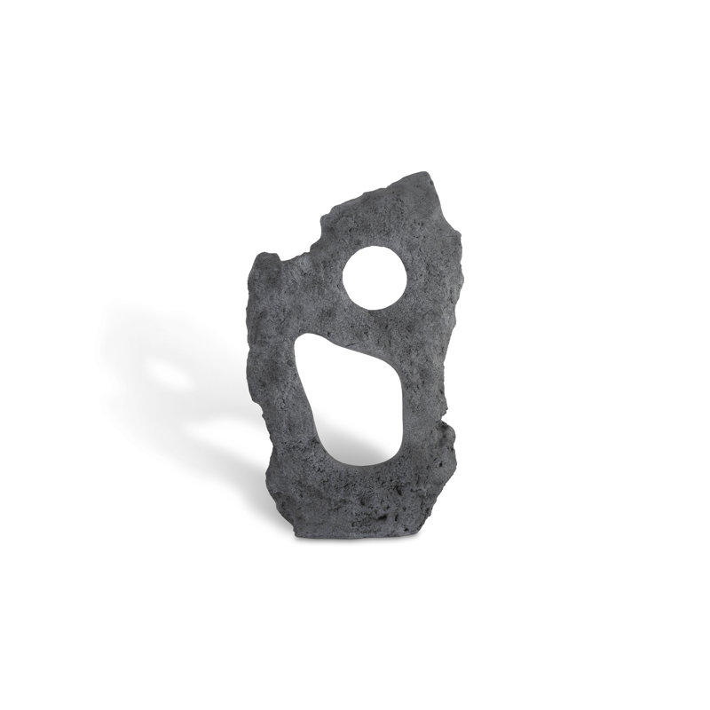 Formations Colossal Cast Stone Sculpture, Two Holes, Charcoal Stone