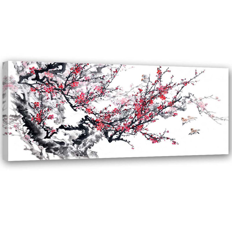 Japanese Cherry Blossoms - Wrapped Canvas Print, 40cm H x 120cm W