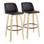 Tabouret de comptoir à hauteur fixe de 26 po avec pieds en bois cintré et repose-pieds rond Thea-94352148-129427567-129427573