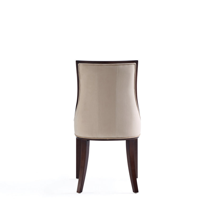 Tan Faux Leather Upholstered Side Chair with Solid Wood Legs