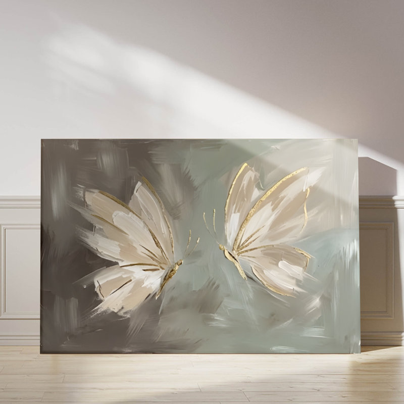 Soft Flutter' Impressionist Butterflies Soft Hues Framed Canvas Art