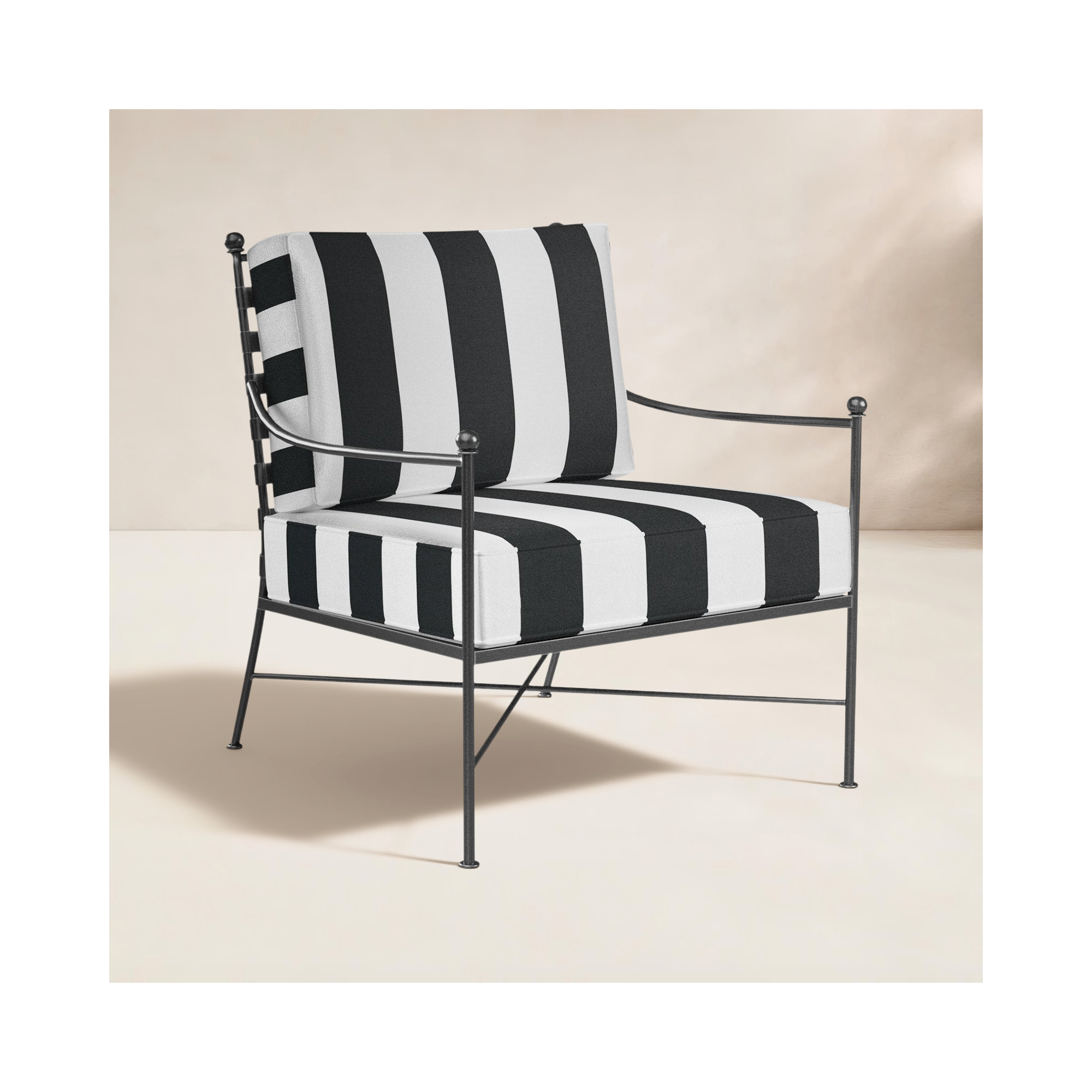 Lucier Outdoor Lounge Chair , Sunbrella® Cushions Included, Cabana Classic Striped Sunbrella®