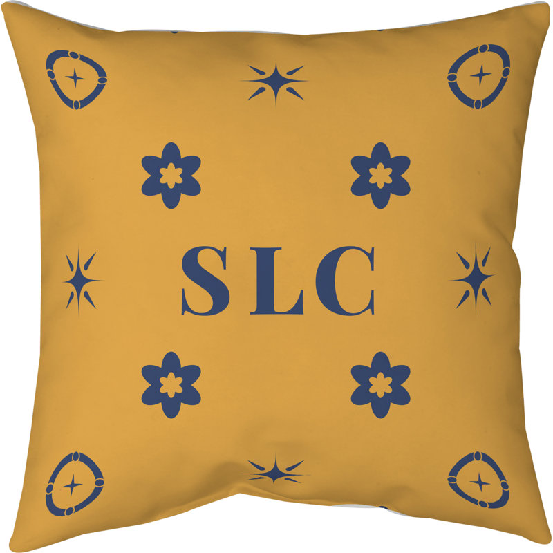 Coussin en coton Salt Lake City, Salt Lake City bleu marine / or / bleu marine, H 26 po x l 26 po