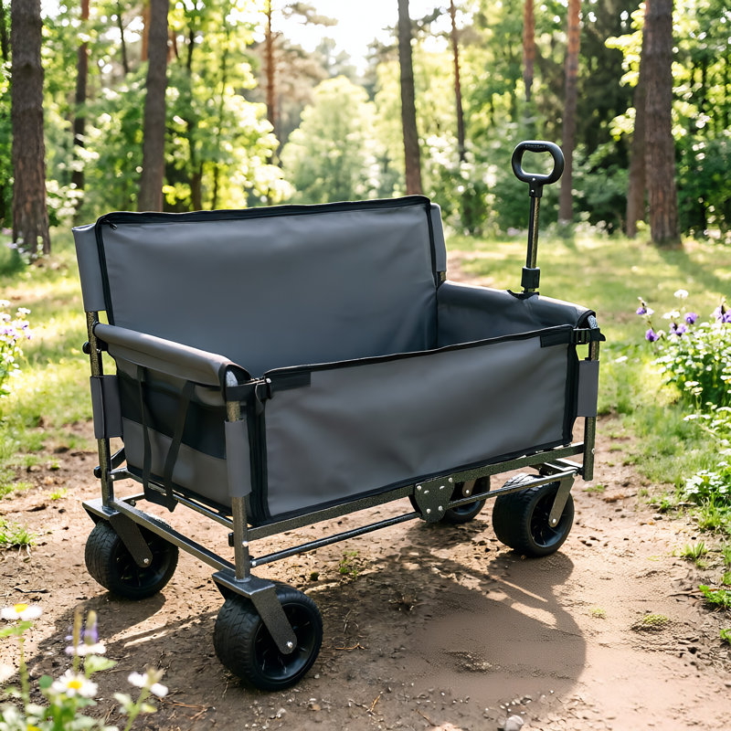 Chariot pliable multifonctionnel avec conversion de siège, chariot utilitaire robuste d'une capacité de 500 lb avec roues tout-terrain à 360 °