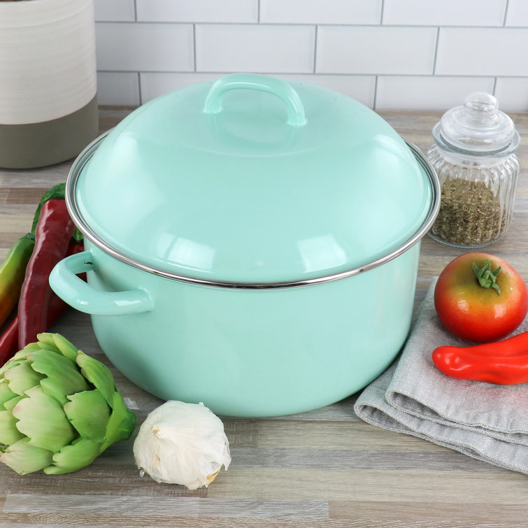 Mint green Martha Stewart 6 quart heavy cast iron Dutch oven pan