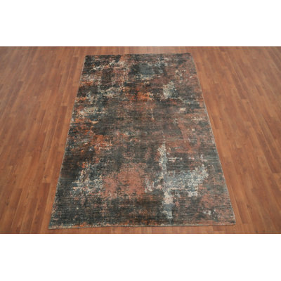 Modern Abstract Distressed look Area Rug 5x8