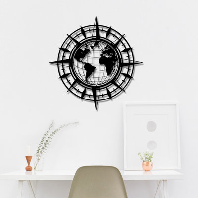 Accessoire mural décoratif en métal, 19,3 po x 19,3 po, noir | Fabrication 100% métal, épaisseur: 0,05 pouce | Décoration élégante pour le salon et le bureau, design durable et accrocheur