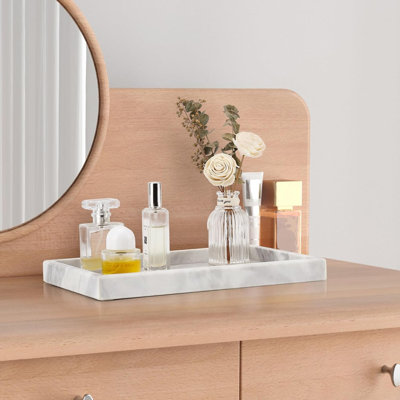 Plateau en marbre naturel véritable pour salle de bain, blanc