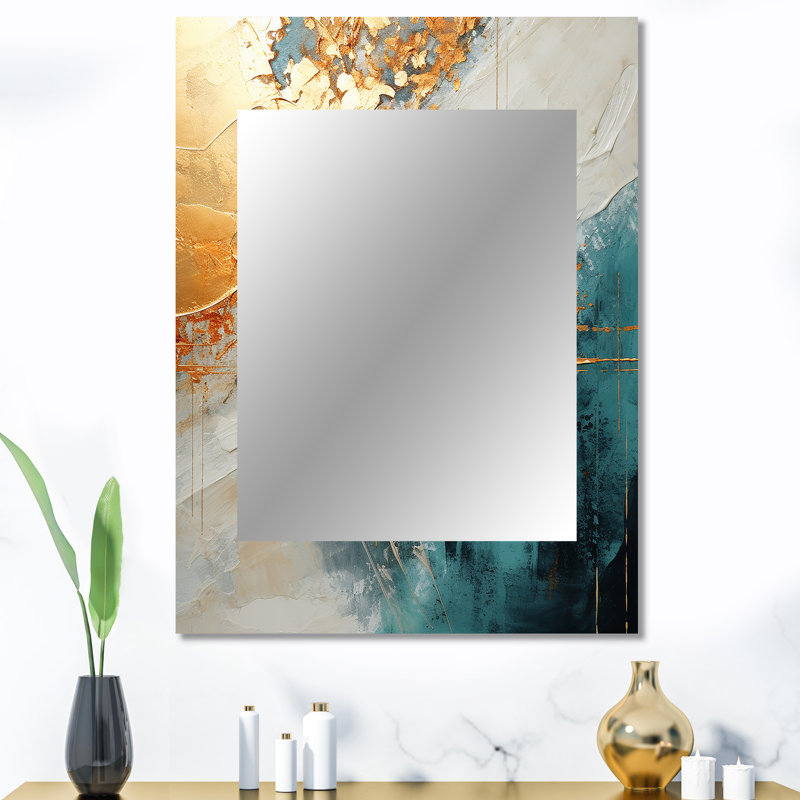 Minimalism Meditation - Abstract Painting Decorative Wall Mirror, Beige Mirror, Printed Metal Art, 40" x 30"