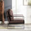 Chaise d'appoint classique classique Mid-Century avec structure carrée en métal durable-1164553886