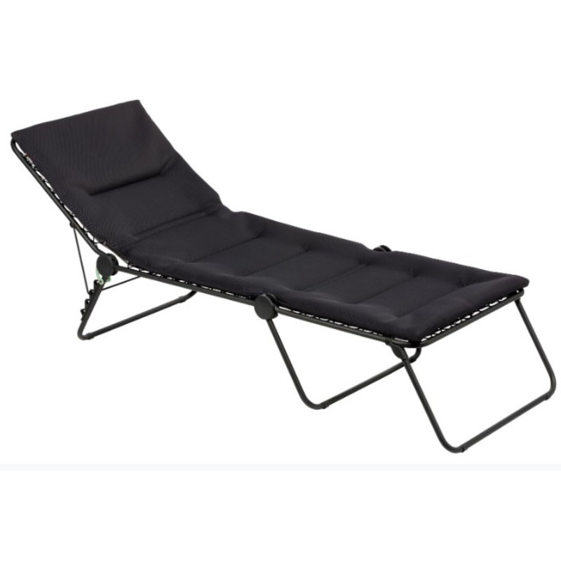 Chaise longue à coussin en acier noir de qualité supérieure