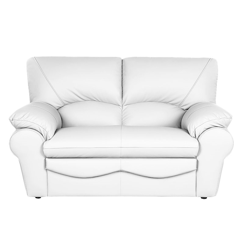 Heppman Genuine Leather 2-Seat Loveseat, White