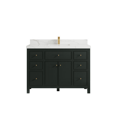 Calacatta Laza Quartz 48"" W Single Bathroom Vanity Set -  Everly Quinn, 5F64B2B60311418F8B090B42619F0116