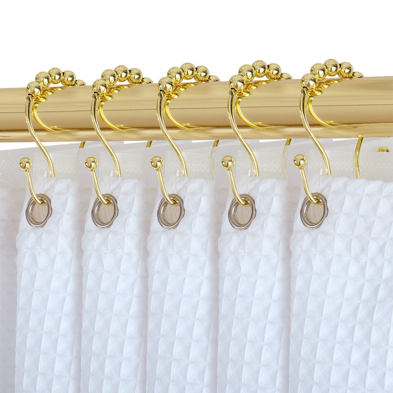 Crochets de rideau de douche pour salle de bain, Or
