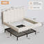 Upholstered Platform Bed with Wave Headboard-129514386-129514389