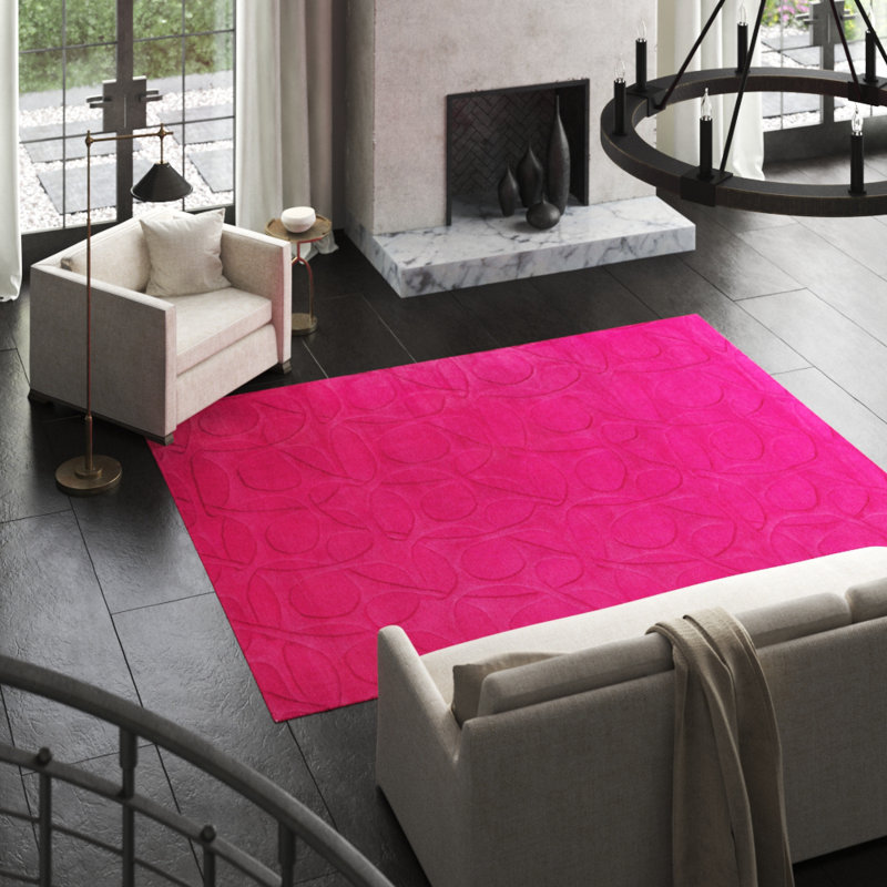 Molecular Wool Area Rug in Pink, Rectangle 9' x 12'