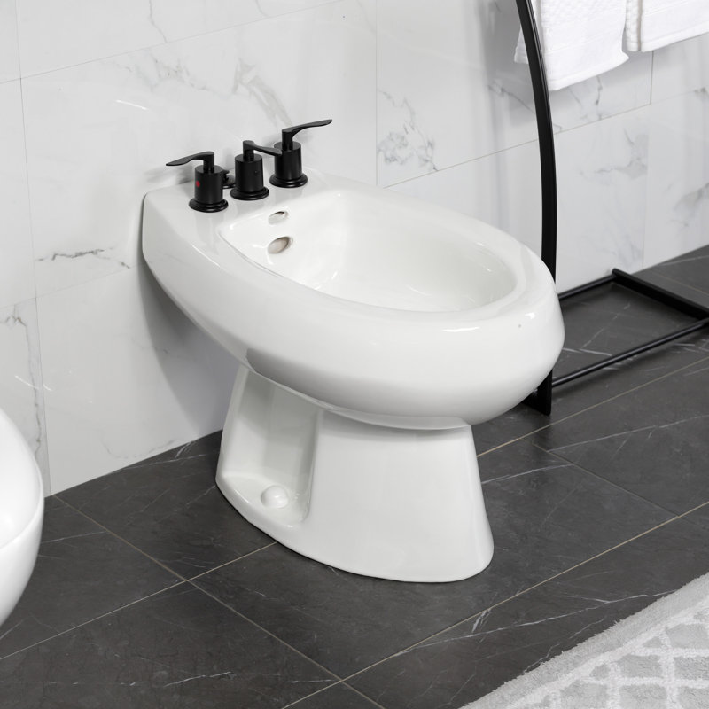 Robinet de bidet espacé vertical à trois poignées Serena, Noir mat