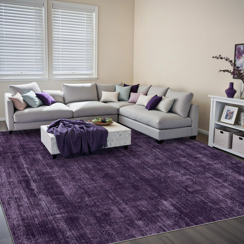 Tapis d'intérieur Leyat, Mauve ancien, Rectangulaire 8 pi x 10 pi