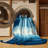 Machine Washable Paret Angel Falls Venezuela Contemporary Ombre Rug in Blue – Navy Binding-1466886456