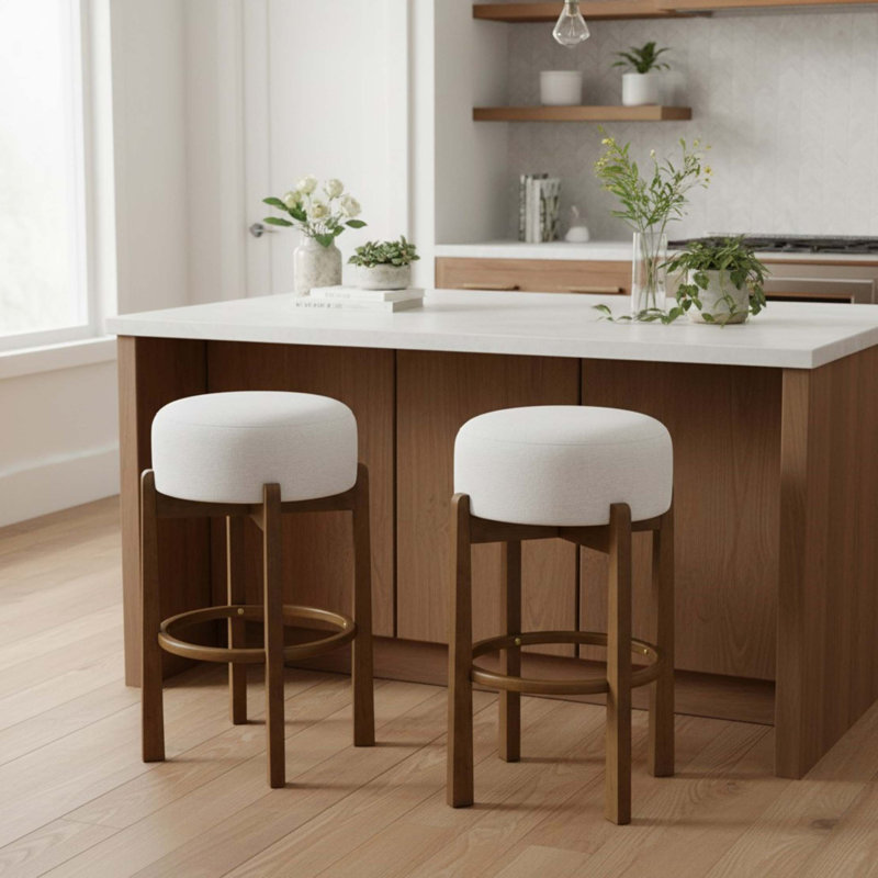 Tabouret de bar rembourré Vera, Noyer foncé, 2