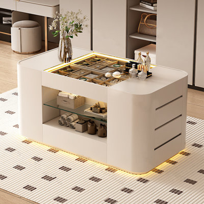 59.06"White-matte storage floor jewelry organizer cabinet