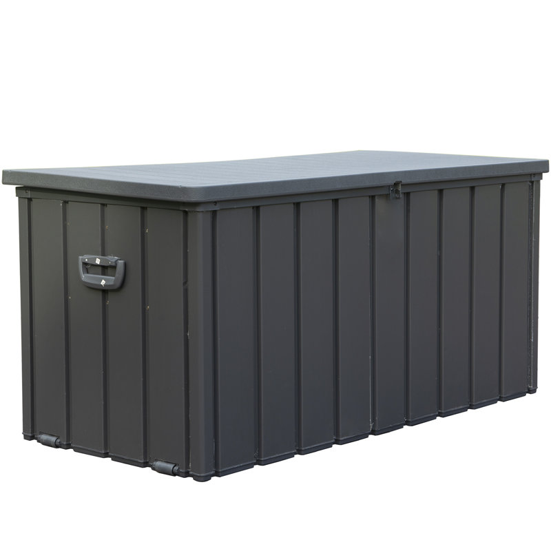 Large Patio Deck Storage Box - 100 Gallon, Waterproof For Garden Tools & Beach Towels Dark Gray Outdoor Bin Gallon Cushions