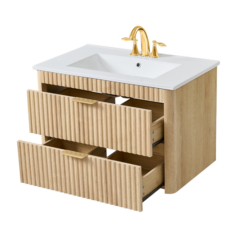 Ensemble de meuble-lavabo simple 24 po avec lavabo en céramique, 24'' W, Chêne classique