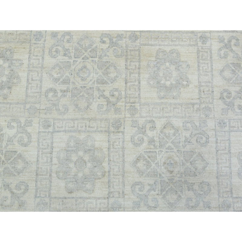 8'2"x9'10" Ivory White Wash Peshawar Soft Wool Hand Knotted Rug 978451B41C024C17A7D32D54E2BF08A8