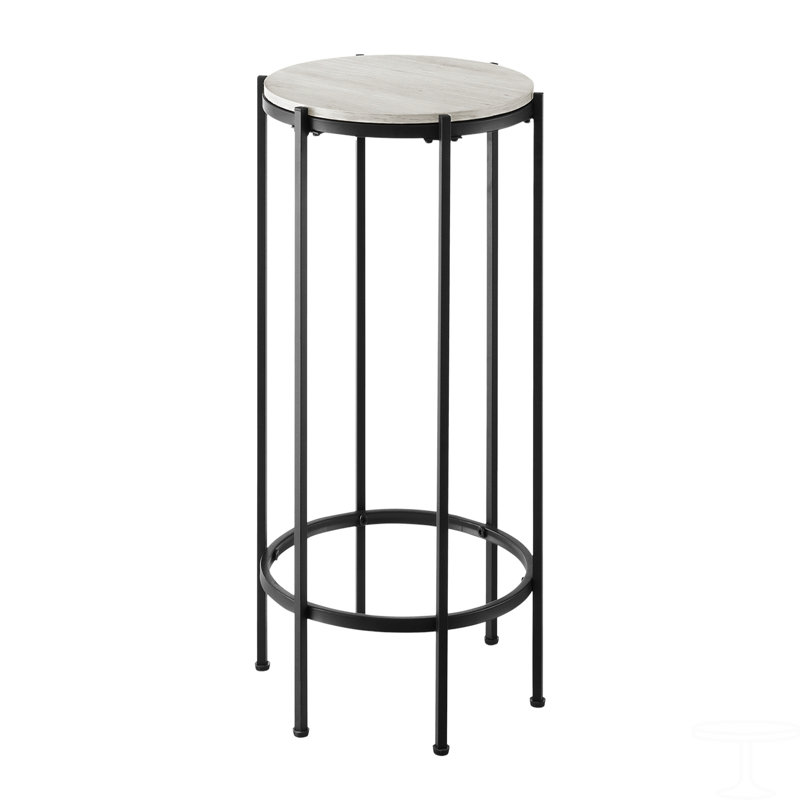 Accent Table, End, Round, Side Table, Small, Lamp, Nightstand, Laminate, Metal, Contemporary, White