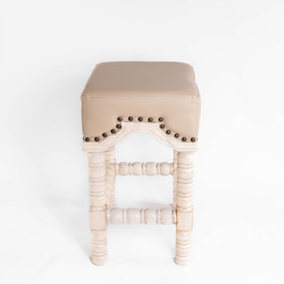 Marlo Upholstered Stool with Solid Wood Frame