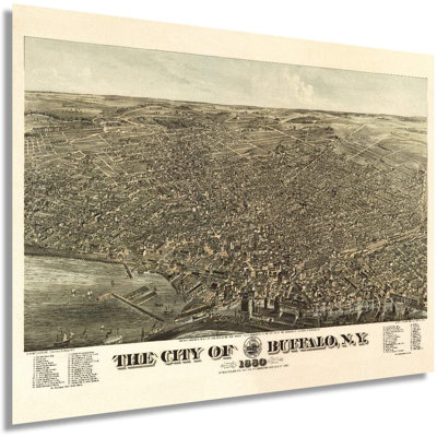 HISTORIX Vintage 1880 Buffalo New York Poster Map - 18X24 Inch Vintage Map Of Buffalo NY Wall Art - Old Buffalo Map - Historic Bird's Eye View Map Of -  HISTORIC PRINTS, ENMAP0198_1824