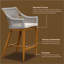 Ensemble de 2 tabourets de bar, chaises de bar à hauteur de comptoir pour l'extérieur avec accoudoirs et dossier, tabourets de bar hauts en aluminium avec coussin, tabourets de bar Boho en corde de textilène moderne pour le jardin, la piscine, le patio, la cuisine