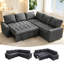Canapé-lit modulaire en L 5 places avec ports USB, dossier réglable et rangement dissimulé, canapé convertible en chenille de 79 po et canapé-131644675