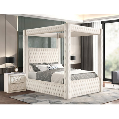 Anna Canopy Bed Ivory Queen