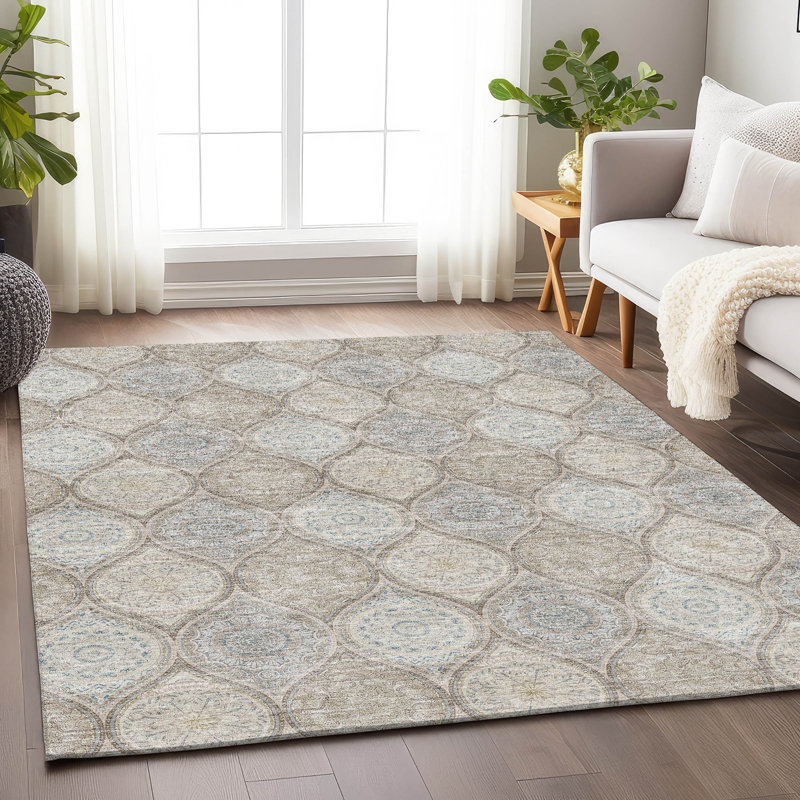Tapis taupe Prisco lavable à la machine de qualité supérieure, Rectangle 10 pi x 14 pi