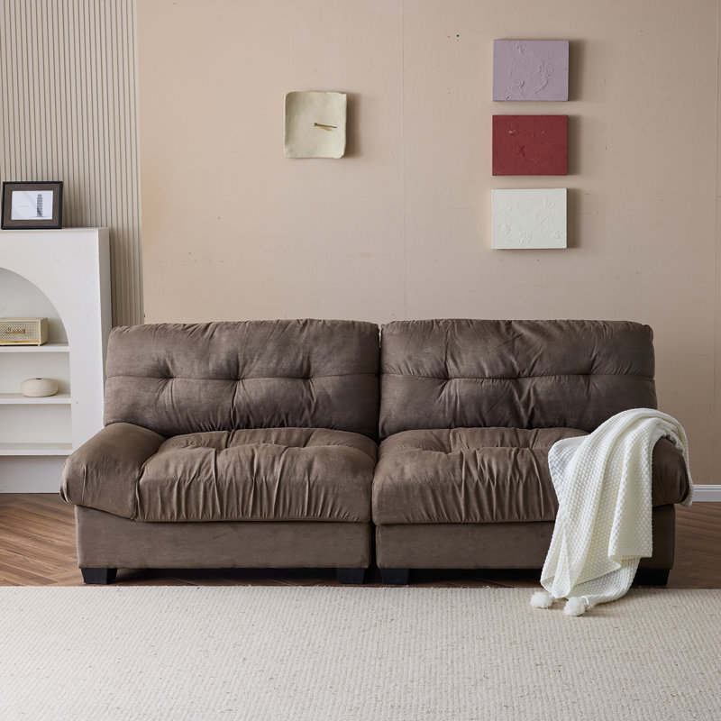 Causeuse en velours 80 po Cloud, Brun