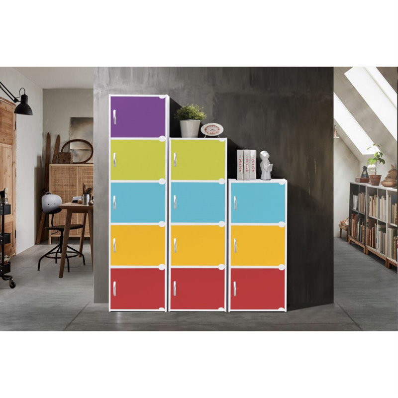 Aimee-Jane Storage Bookcase, Rainbow, (4 Shelves) 47.4" H x 15.9" W x 11.8" D