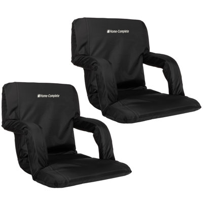 Home-Complete Stadium Seat Chair 2 Pack- Bleacher Cushions with Padded Back Support Armrests 6 Reclining by Home-Complete