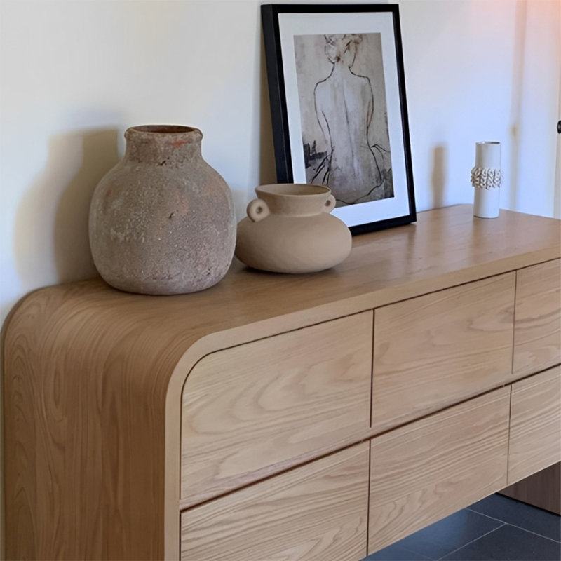 Modern Minimalist Console Table, Natural Wood