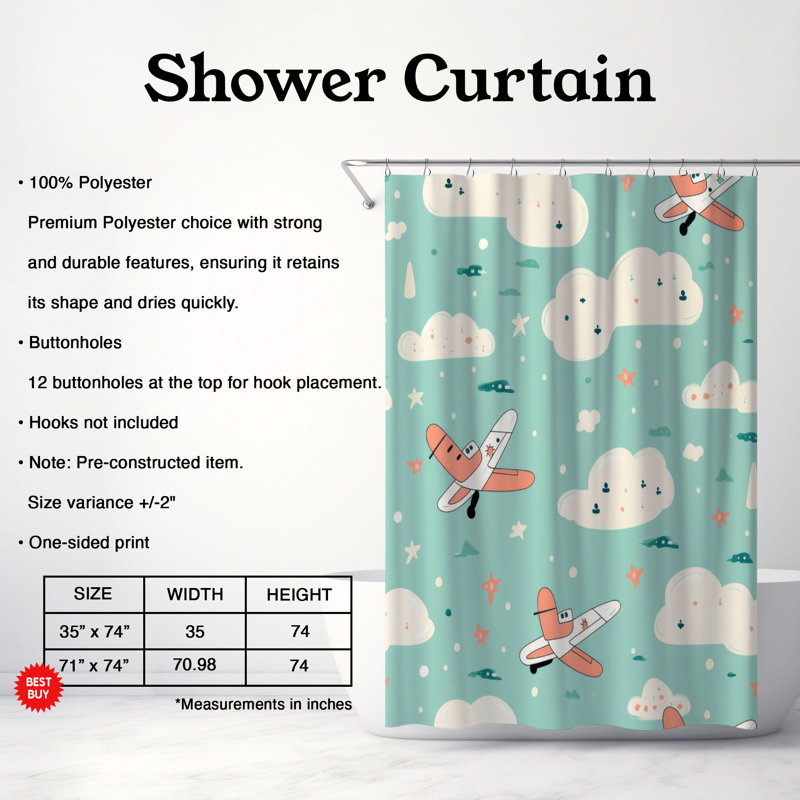 Soaring Styles - Premium Shower Curtain, 74" H x 71" W